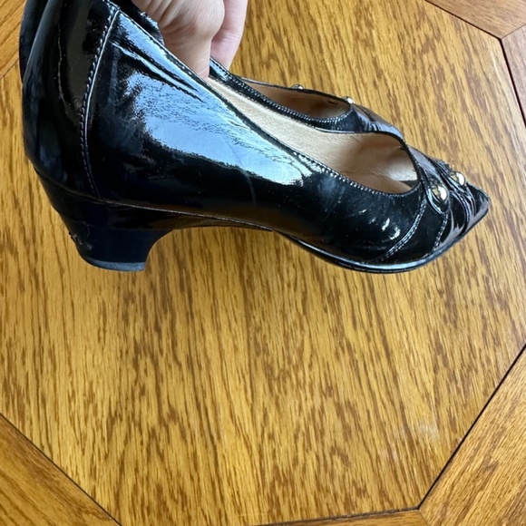 **SOFFT* Black x Beige Peep Toe Low Heels Size 10 - Picture 5 of 8
